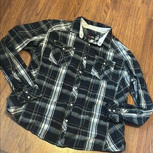 Pro Tag Men's Black Plaid Shirt